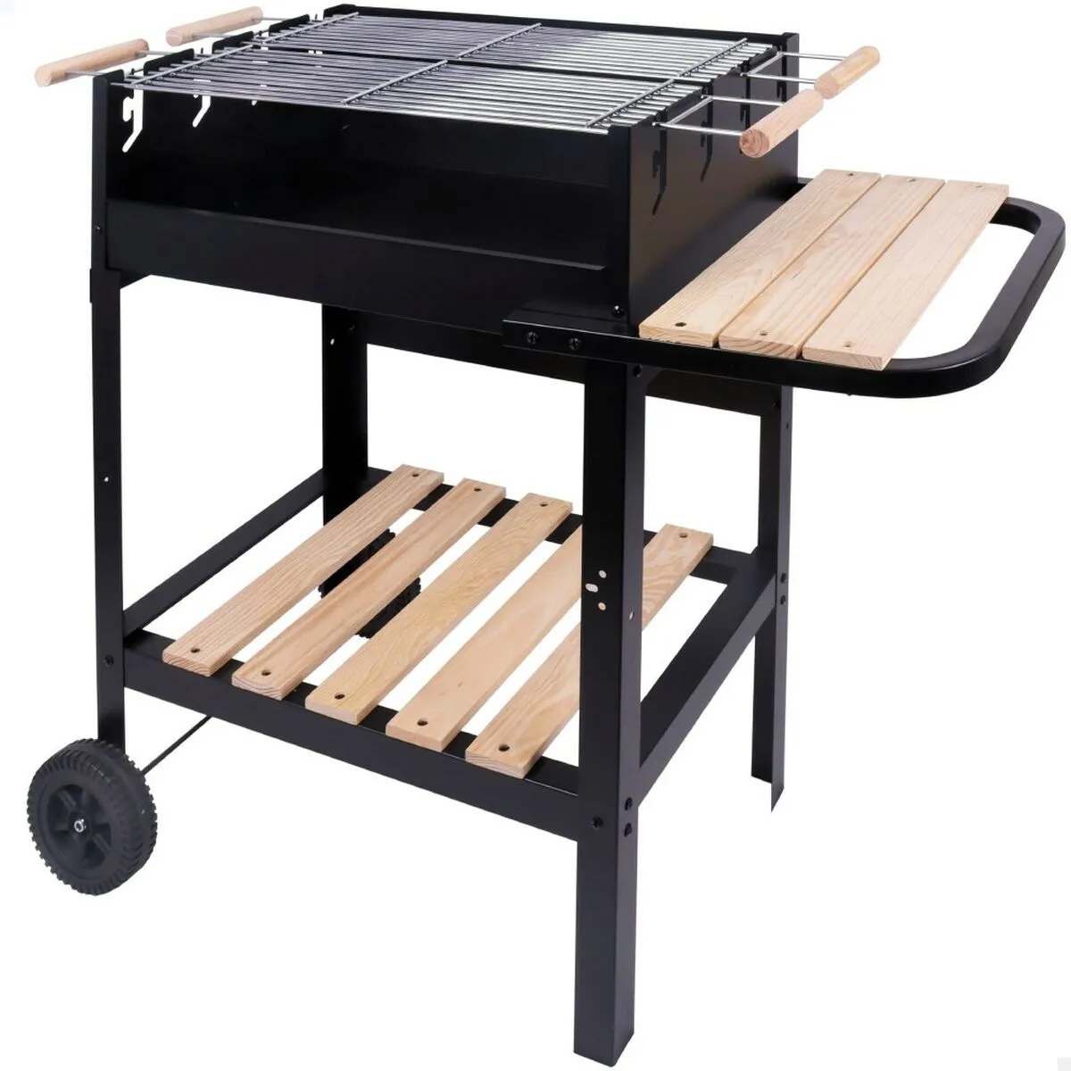 Barbecue a Carboni con Ruote Aktive Nero 100,5 x 88,5 x 40 cm