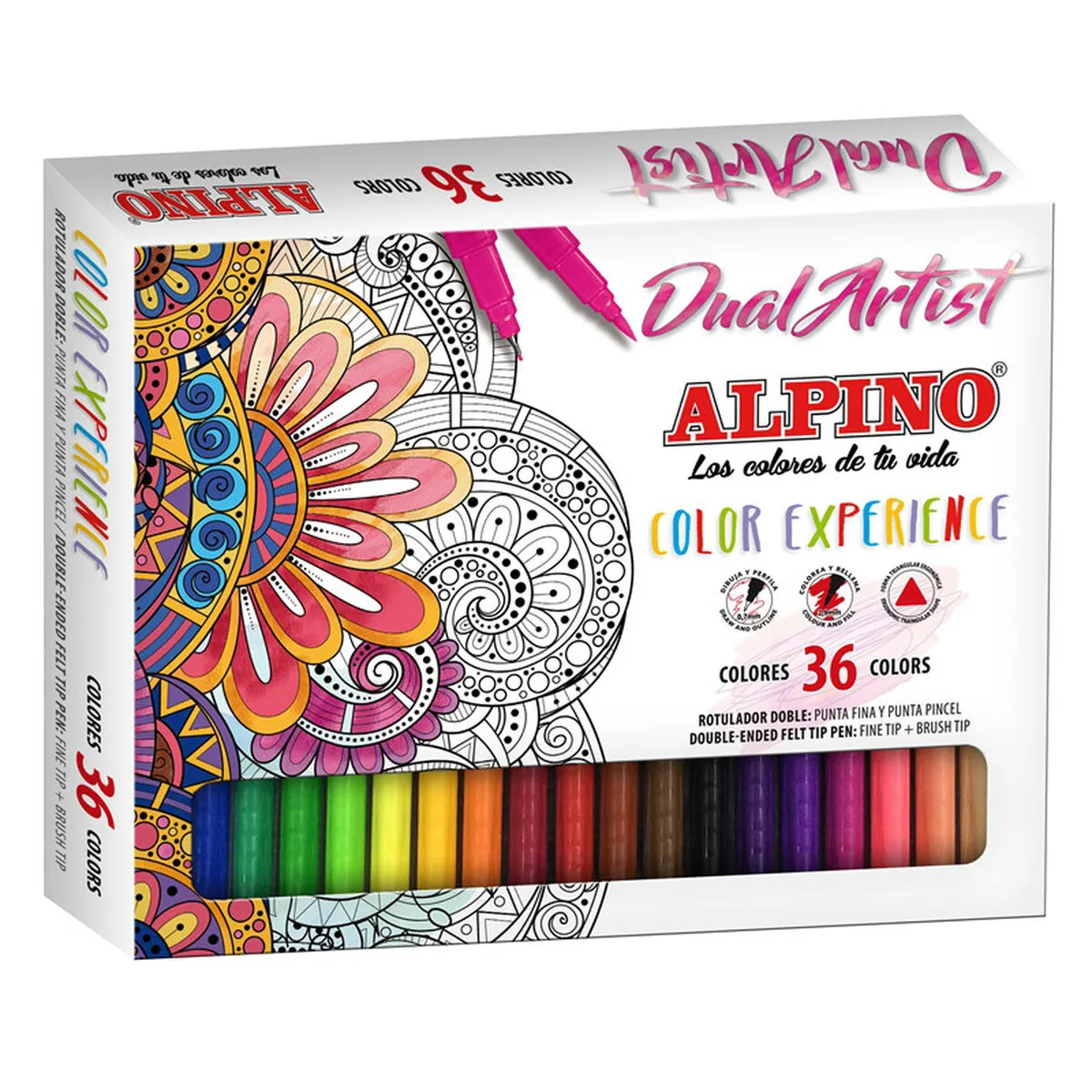 Set di Pennarelli Alpino Dual Artist Multicolore 36 Pezzi