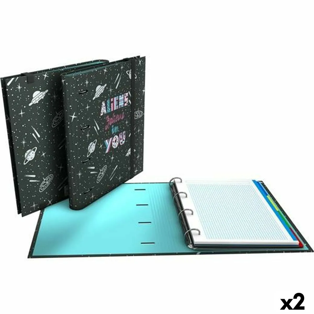 Raccoglitore ad anelli Grafoplas Carpebook Aliens Nero A4 (2 Unità)