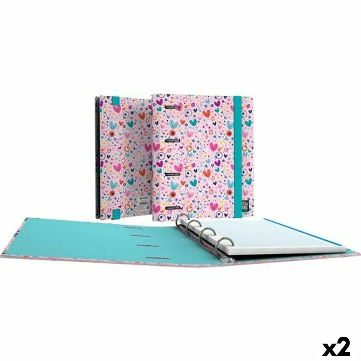 Raccoglitore ad anelli Grafoplas Carpebook Hearts Rosa A5 (2 Unità)