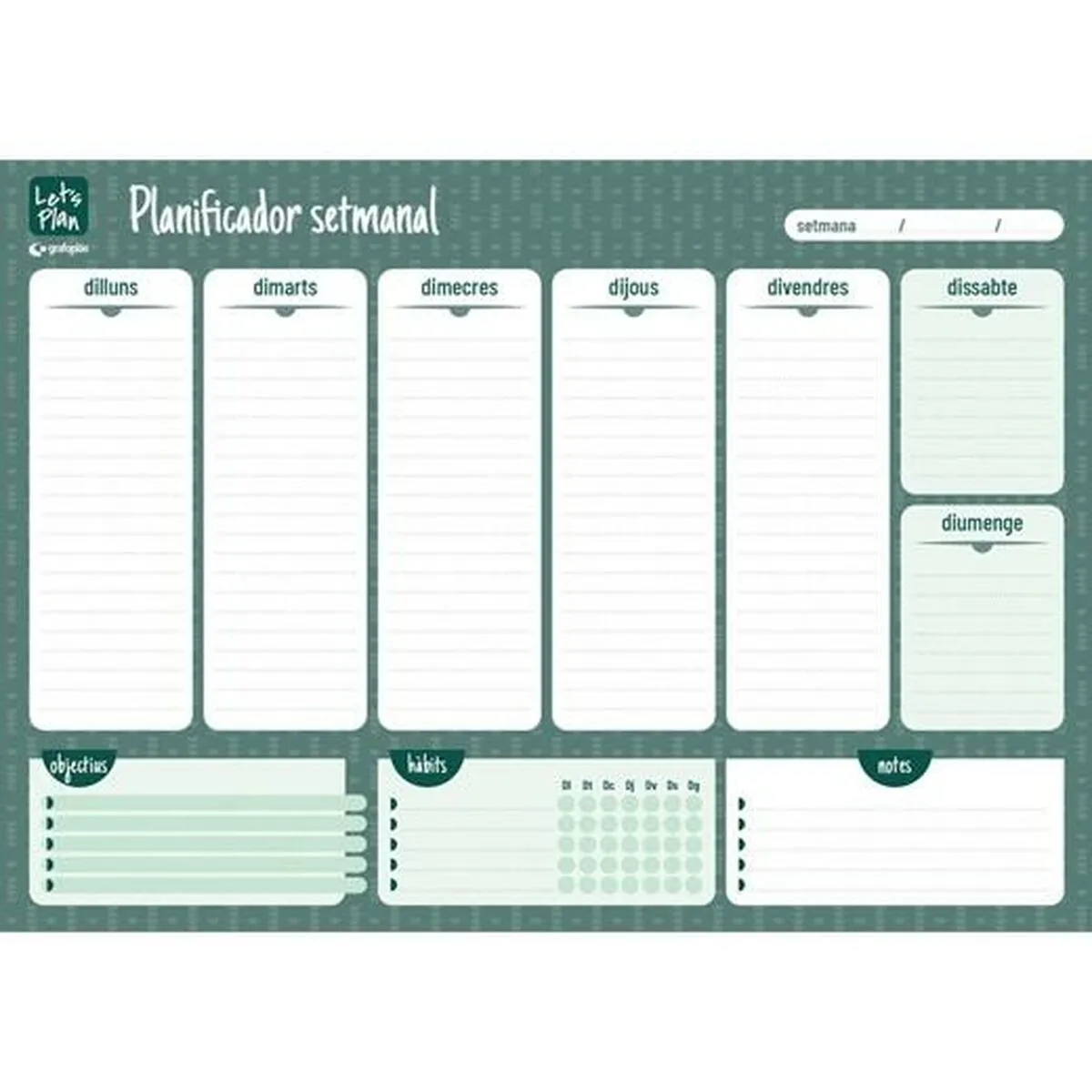 Agenda settimanale Grafoplas Verde A3