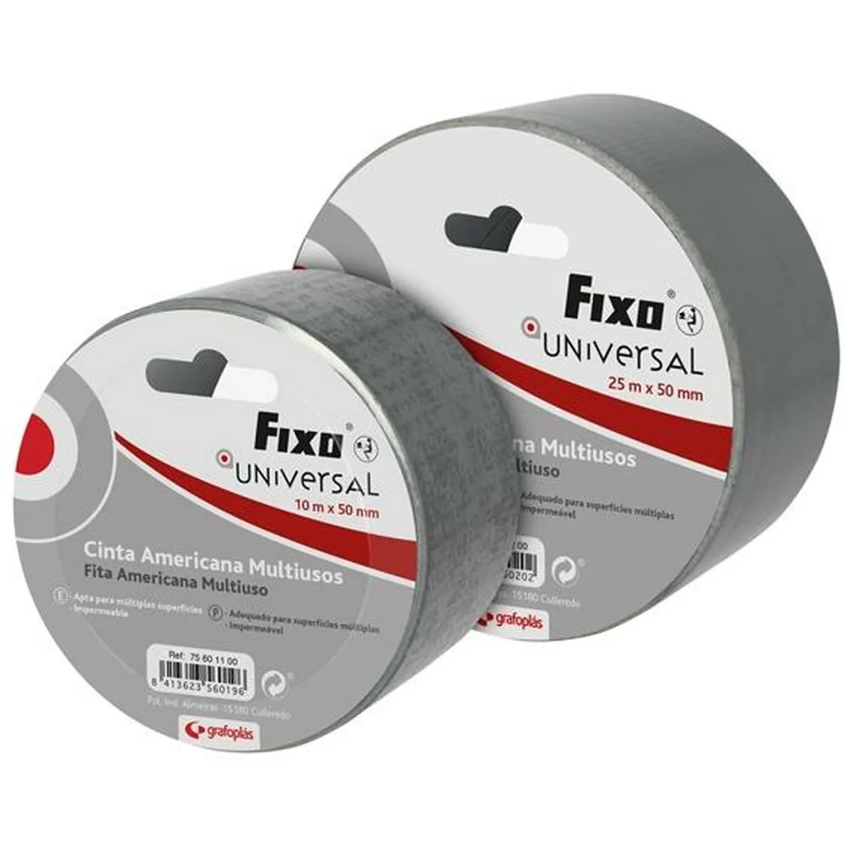 Nastro americano Fixo Grigio 50 mm x 25 m (6 Unità)