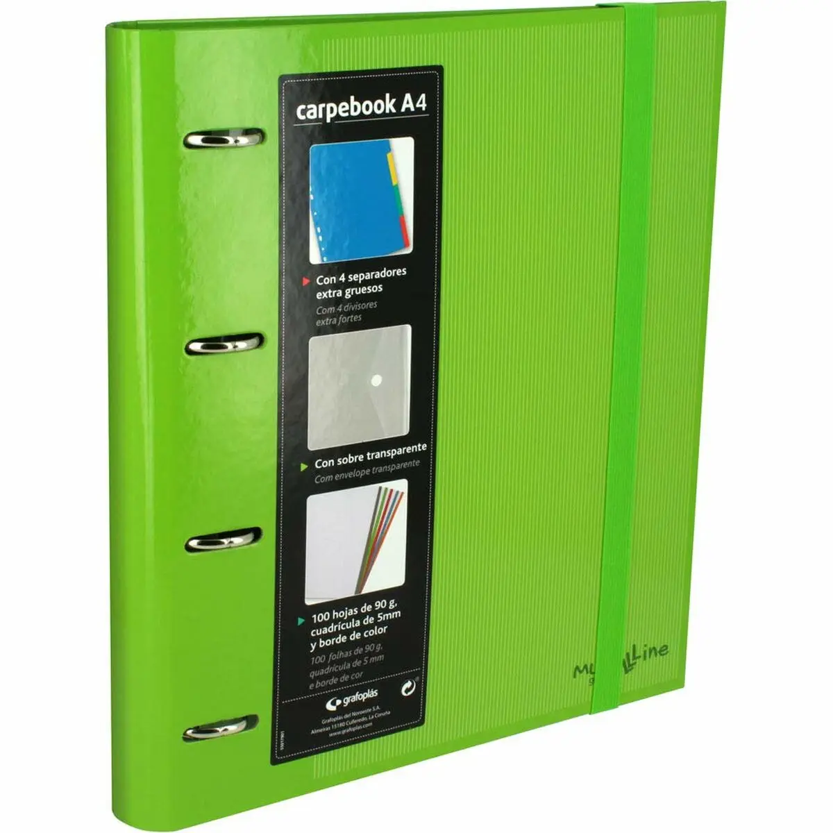 Raccoglitore ad anelli Grafoplas Carpebook Verde 32 x 28 x 4 cm