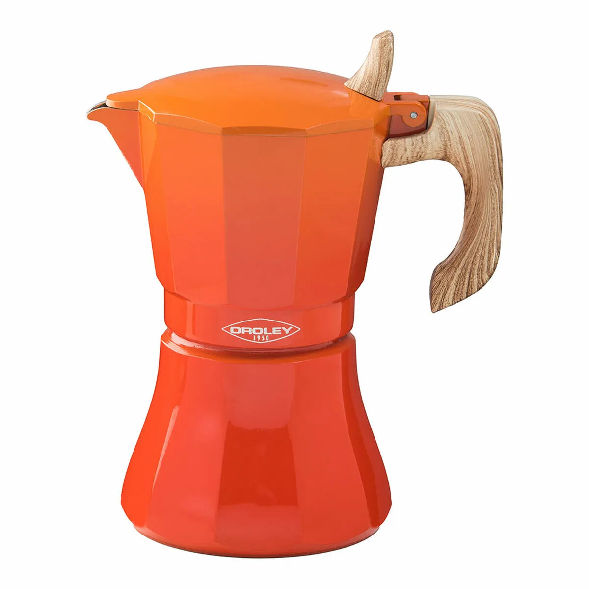 Cafettiera Italiana Oroley Petra 6 Tazze Arancio Alluminio