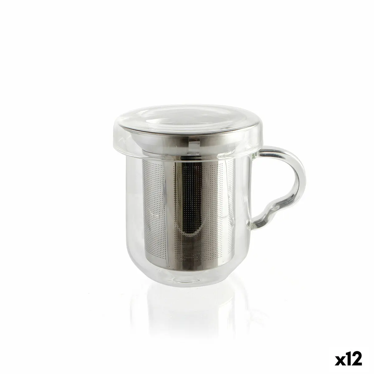 Tazza con Filtro per Infusioni Quid Serenia Trasparente Vetro Acciaio inossidabile 350 ml (12 Unità)