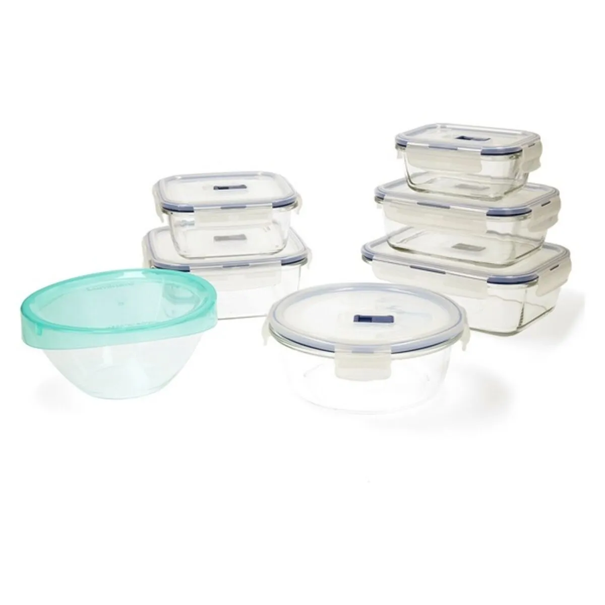 Set di scatole porta pranzo Luminarc Pure Box Active (7 pcs) Cristallo Bicolore (7 Pezzi) (3 Pezzi) (43 x 32 x 18 cm)