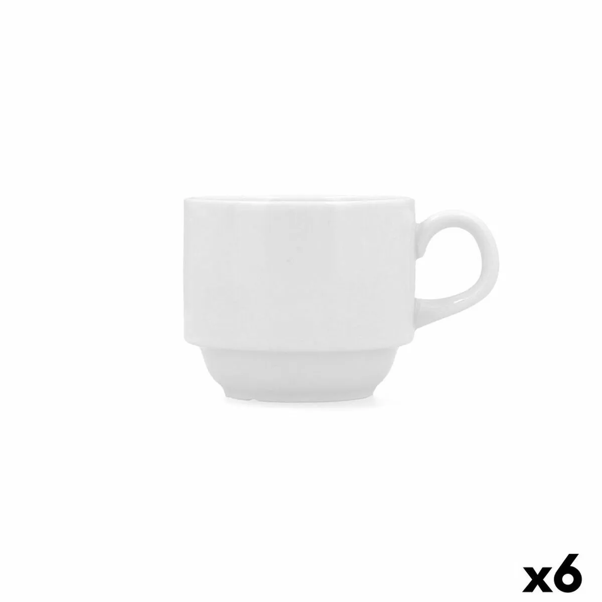 Tazza Bidasoa Glacial Caffè Ceramica Bianco 180 ml (6 Unità)