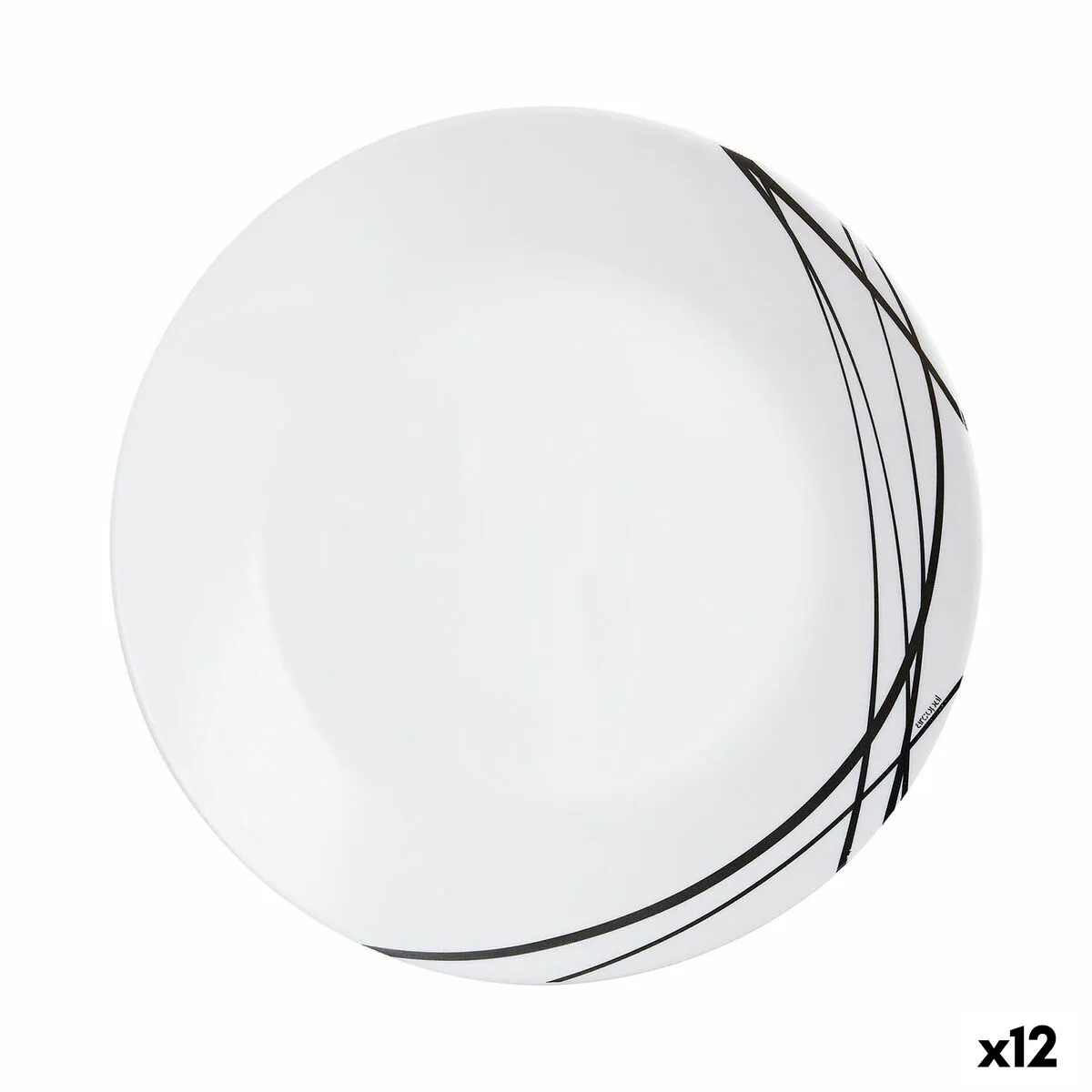 Piatto da pranzo Arcopal Domitille Negro Bicolore Vetro 25 cm (12 Unità)