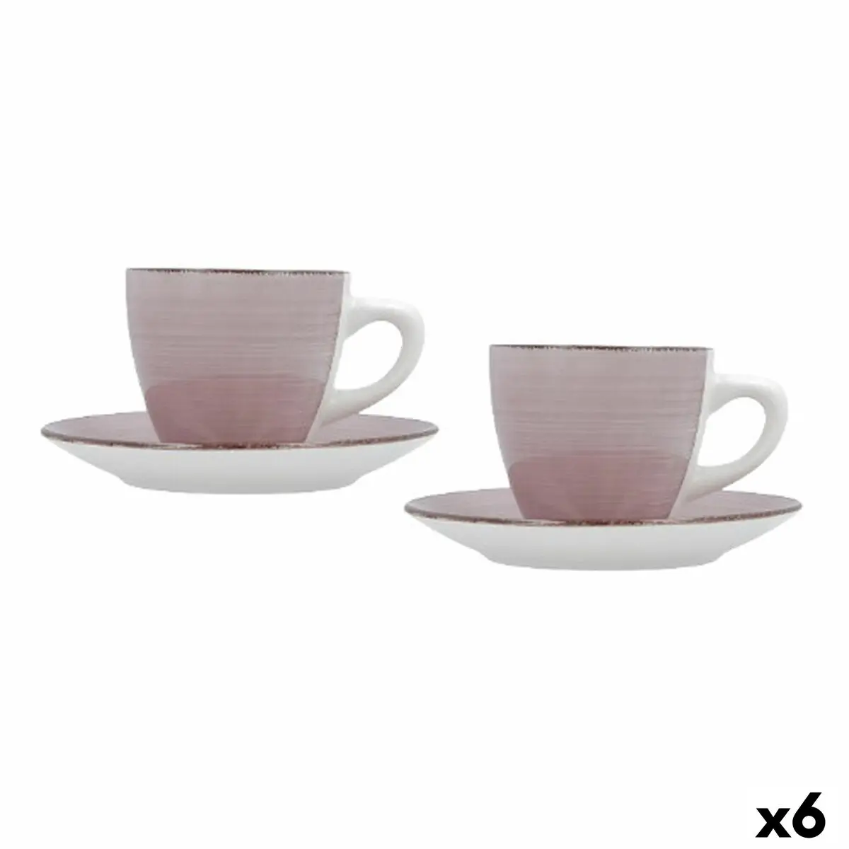 Set di Tazze e Piatti Quid Vita Morning Rosa Ceramica (4 Pezzi) (6 Unità)