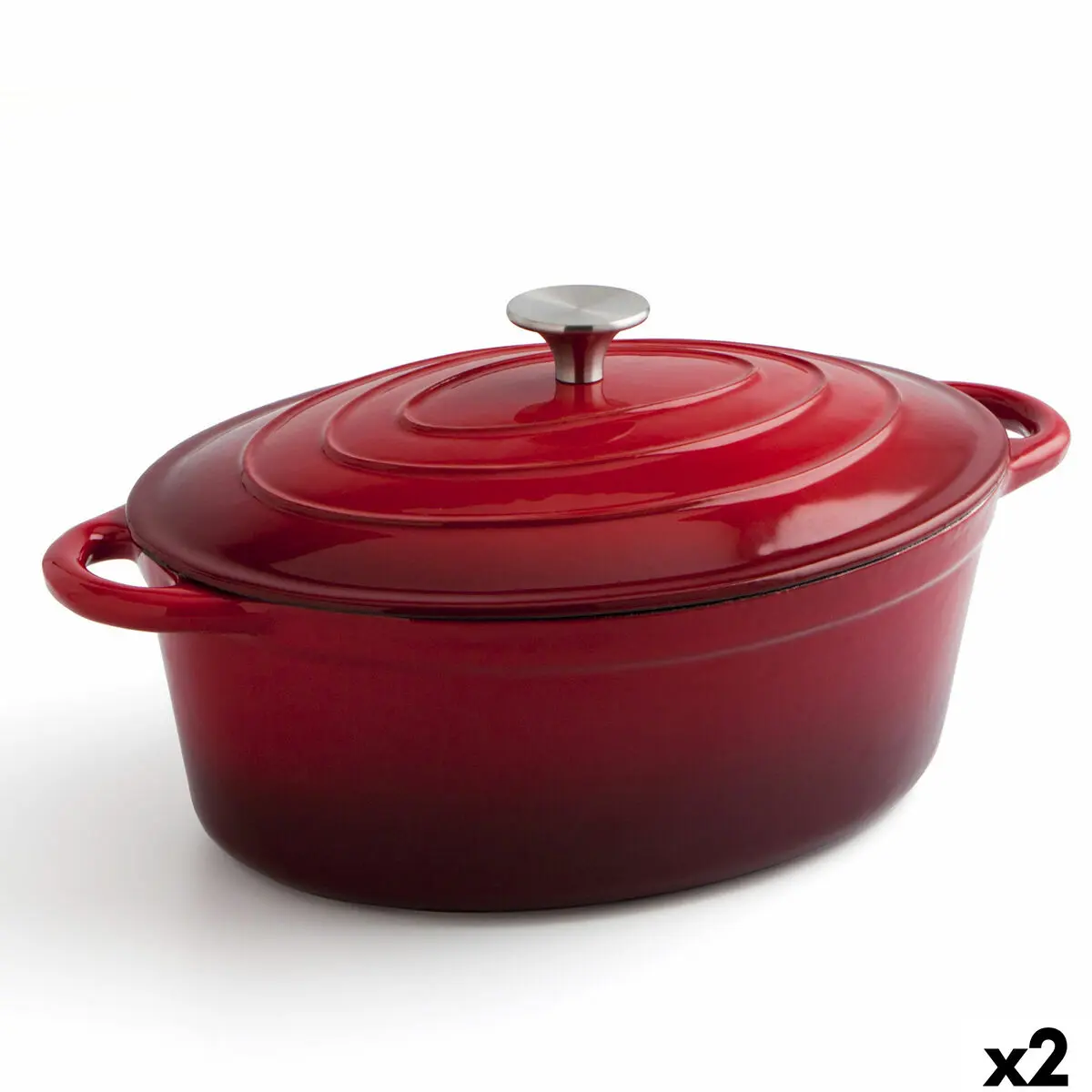 Casseruola con coperchio Bidasoa Fierro Rosso 4,3 L 30 x 23 cm (2 Unità)