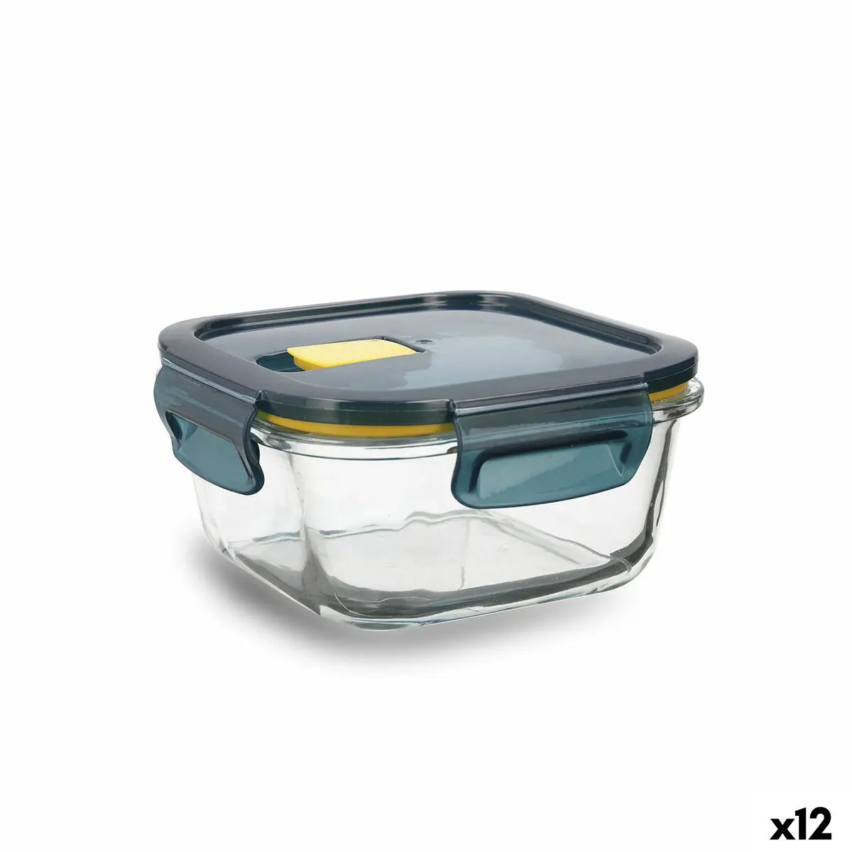 Porta pranzo Ermetico Quid Astral Azzurro Vetro 520 ml 13,6 x 13,6 x 7 cm (12 Unità)