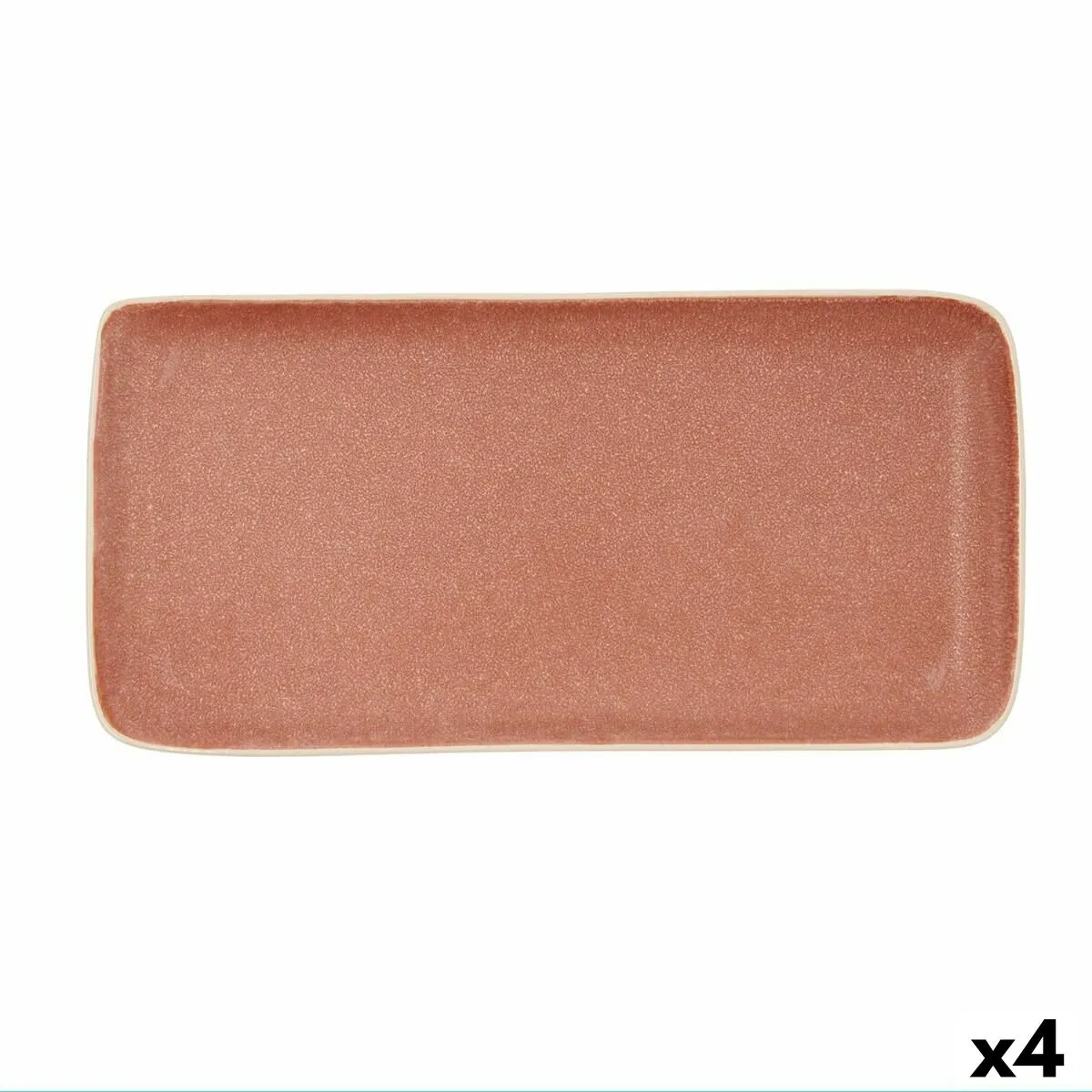 Vassoio per aperitivi Bidasoa Gio Rettangolare 28 x 14 cm Ceramica Marrone (4 Unità)