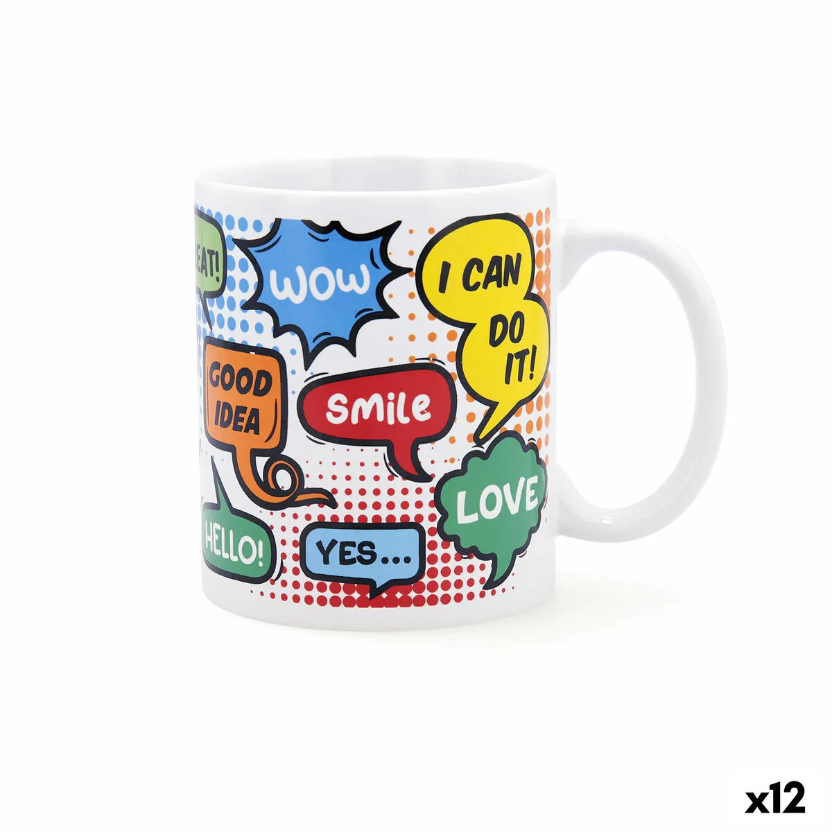 Tazza Quid Wow Fumetti Multicolore Ceramica 330 ml (12 Unità)