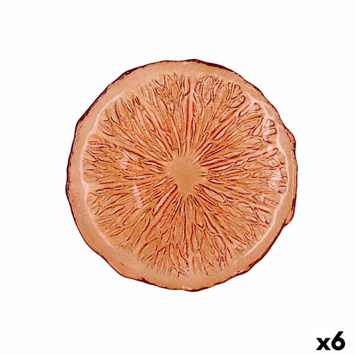 Piatto da pranzo Quid Acid Arancio Vetro 21 x 2 cm (6 Unità)