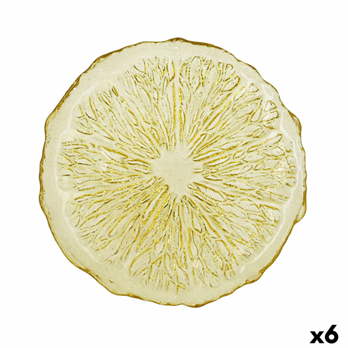 Piatto da pranzo Quid Acid Limone Giallo Vetro 21 x 2 cm (6 Unità)