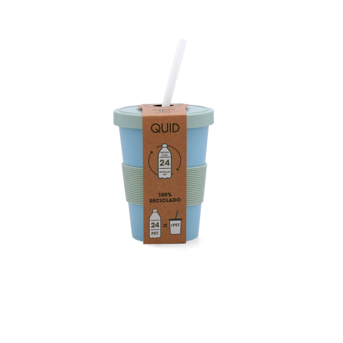 Bicchiere con Tappo Quid Inspira Bere cannuccia 480 ml Azzurro Plastica