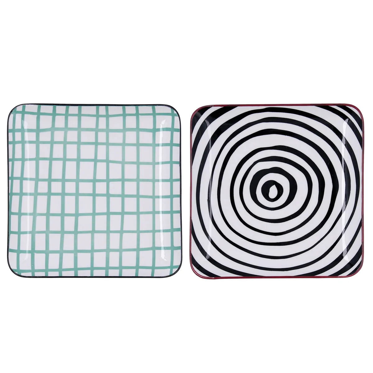 Vassoio per aperitivi Bidasoa Zigzag Quadrato Multicolore Ceramica 21 x 21 cm