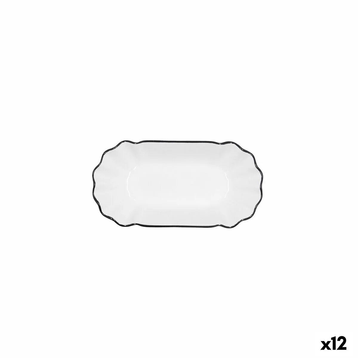 Vassoio per aperitivi Quid Gastro Bianco Nero Ceramica 20,5 x 11 x 3,5 cm (12 Unità)