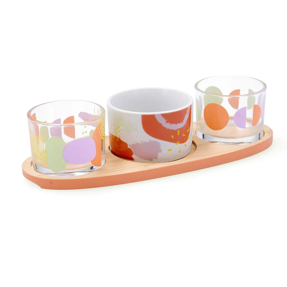 Set da portata Quid Kaleido Multicolore Legno 25 x 10 x 5,5 cm (4 Pezzi)