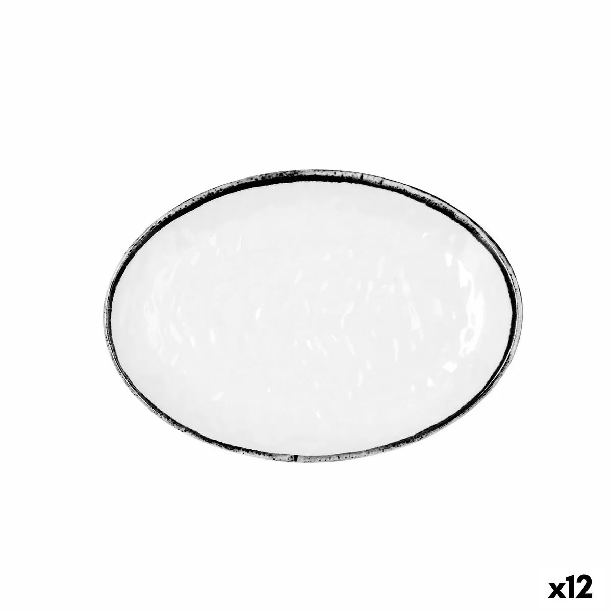 Piatto da pranzo Quid Select Filo Bianco Nero Plastica 21,3 x 15 cm (12 Unità)