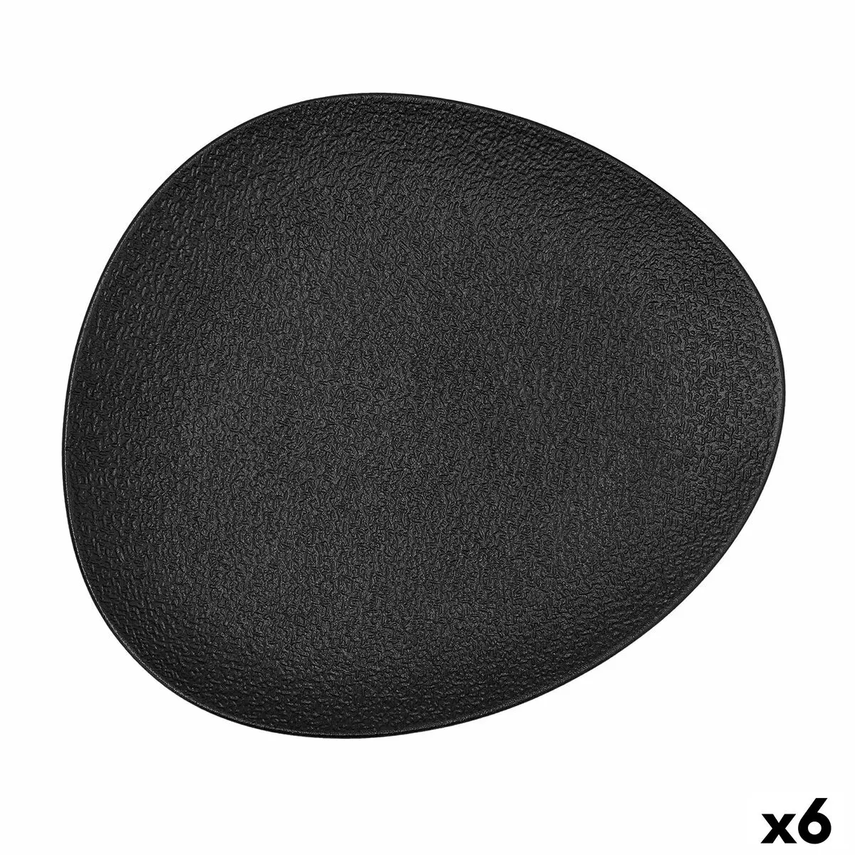 Piatto da pranzo Bidasoa Fosil Nero Ceramica Ovale 28 x 24,8 x 2,5 cm (6 Unità)