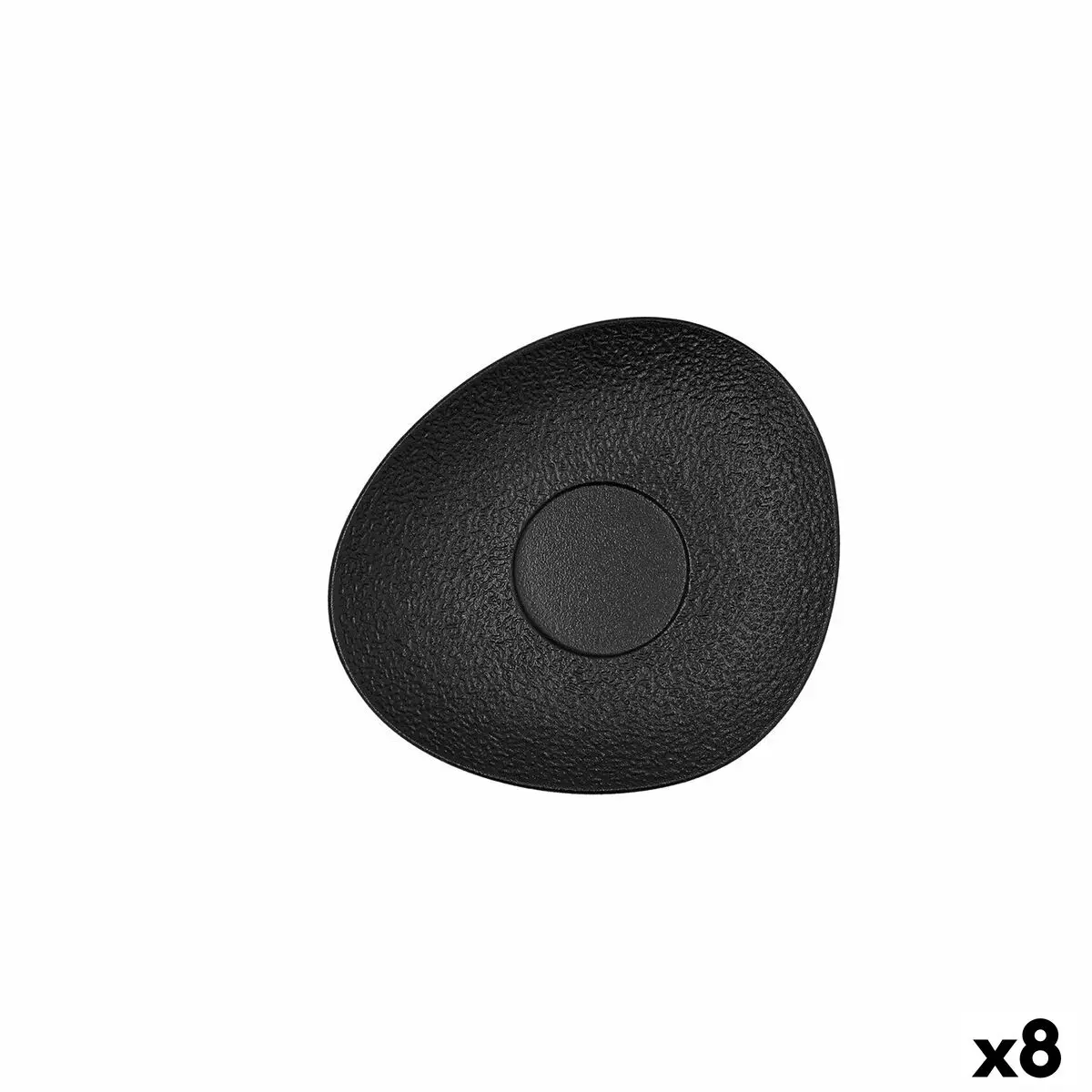 Piatto Bidasoa Fosil Nero Ceramica Allumina 15,8 x 13,8 x 2 cm Caffè (8 Unità)