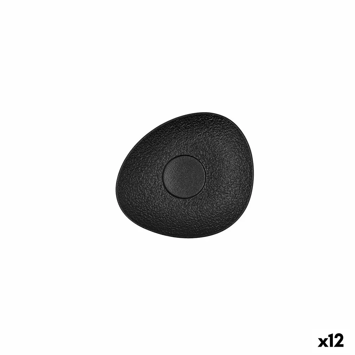 Piatto Bidasoa Fosil Nero Ceramica Allumina 13,3 x 11,6 x 1,7 cm Caffè (12 Unità)