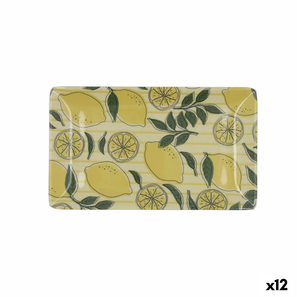 Vassoio per aperitivi Quid Sicilia Multicolore Bioplastica Limone 25 x 15 x 2 cm (12 Unità)