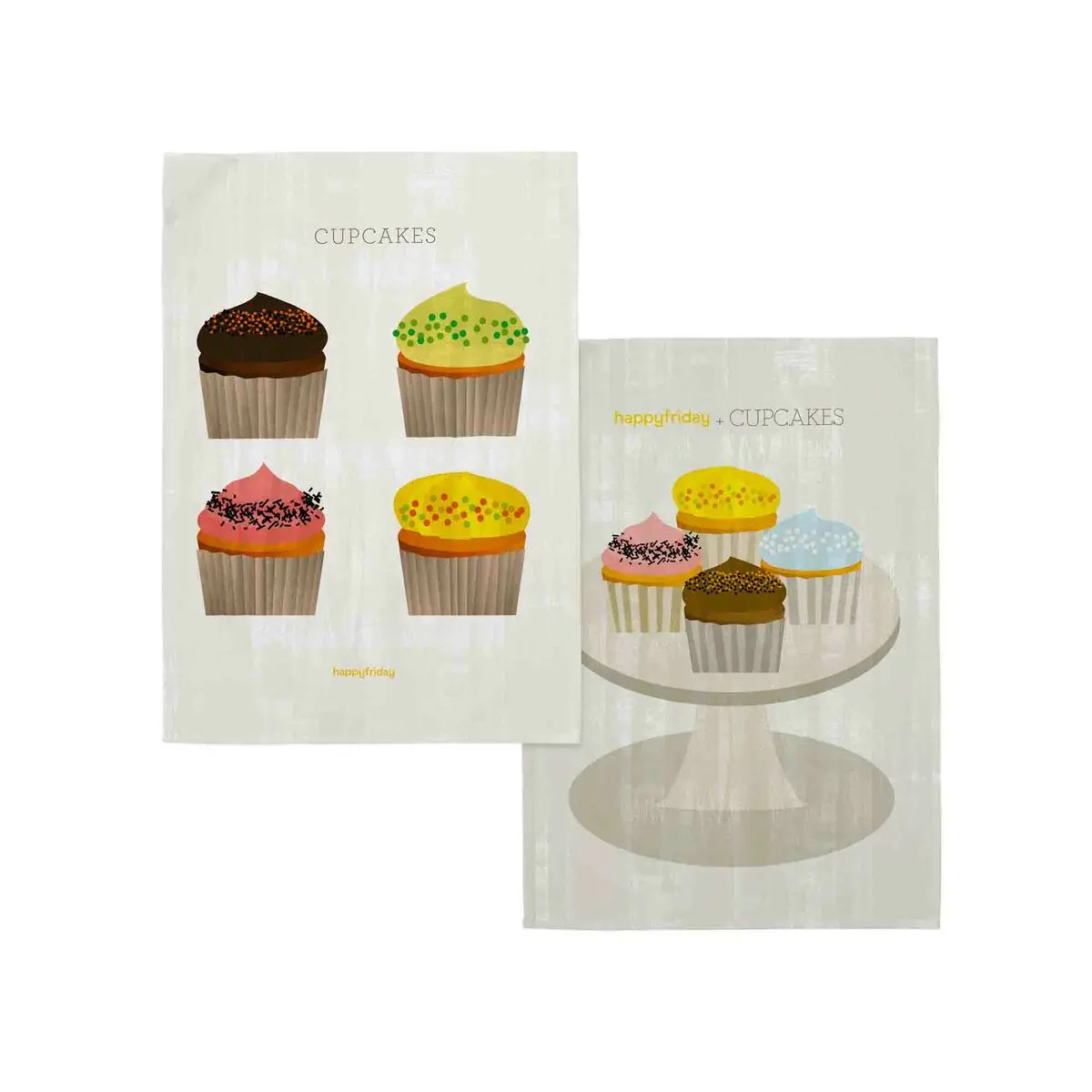 Panno da Cucina HappyFriday Cupcakes Multicolore 70 x 50 cm (2 Unità)