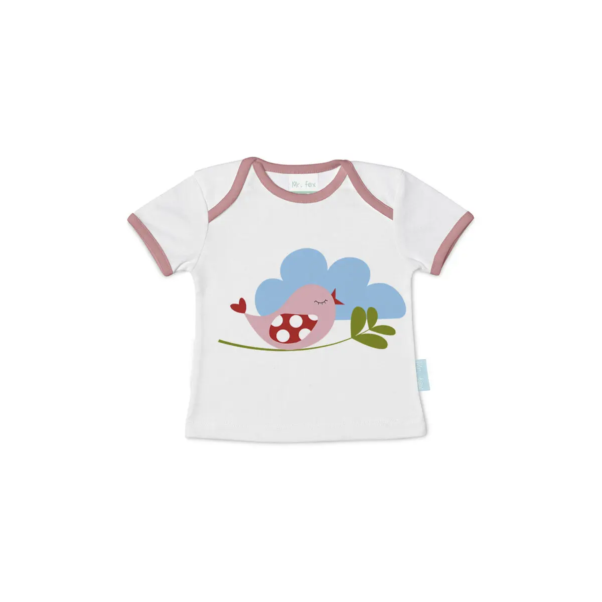 Maglia a Maniche Corte per Bambini HappyFriday Mr Fox Little Birds Multicolore 3-6 Mesi