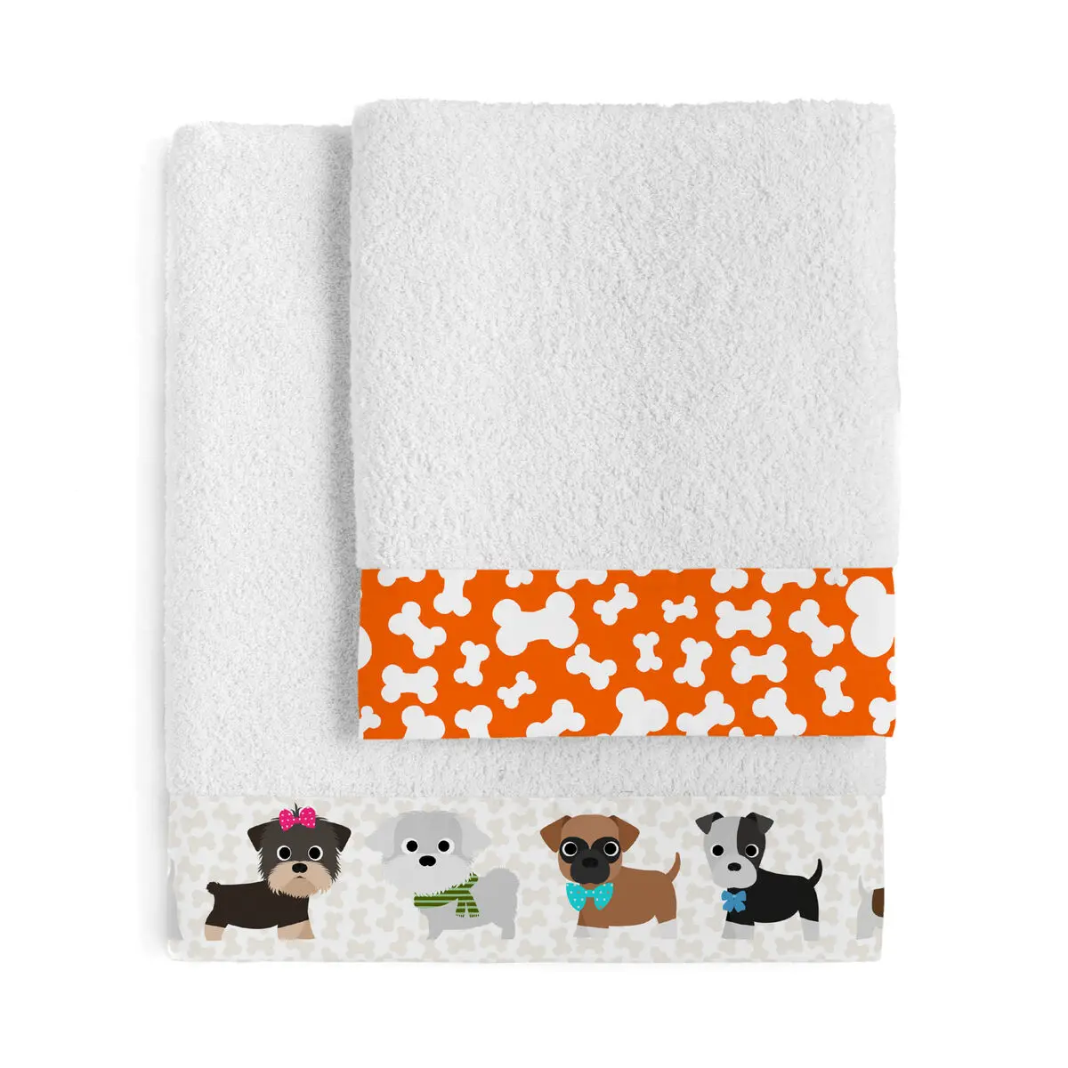 Set di asciugamani HappyFriday Mr Fox Dogs Multicolore 2 Pezzi