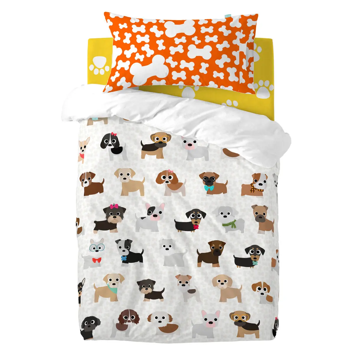 Set di copripiumino HappyFriday Mr Fox Dogs Multicolore Culla Neonato 2 Pezzi