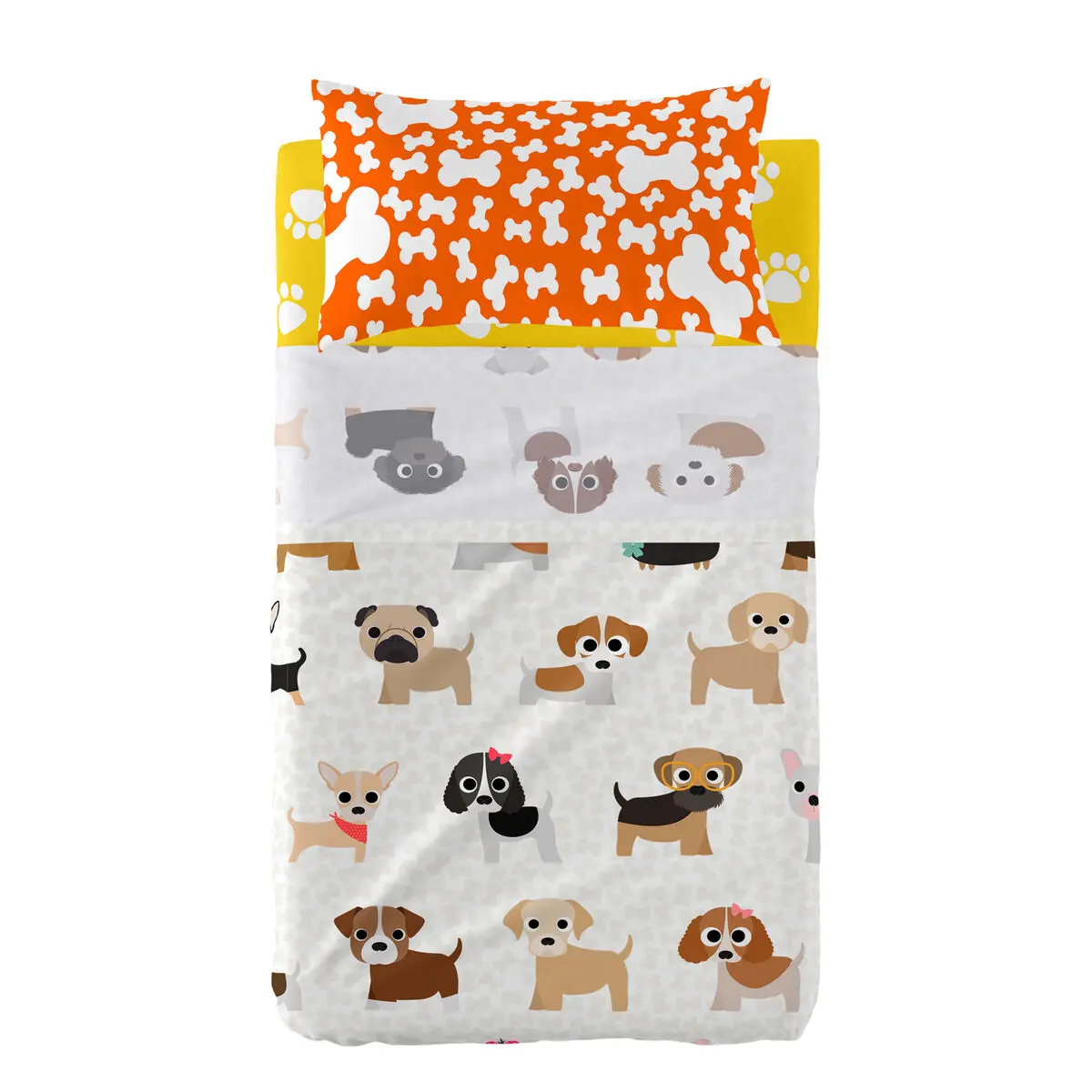 Set di Lenzuola HappyFriday Mr Fox Dogs Multicolore Culla Neonato 2 Pezzi