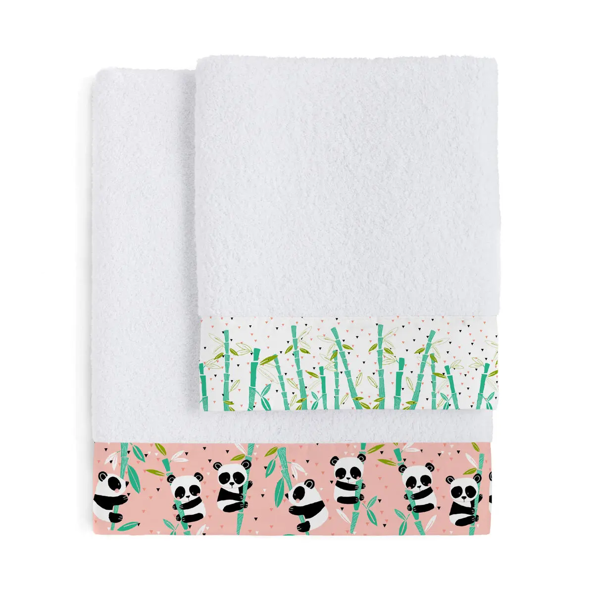 Set di asciugamani HappyFriday Moshi Moshi Panda Garden Rosa 2 Pezzi