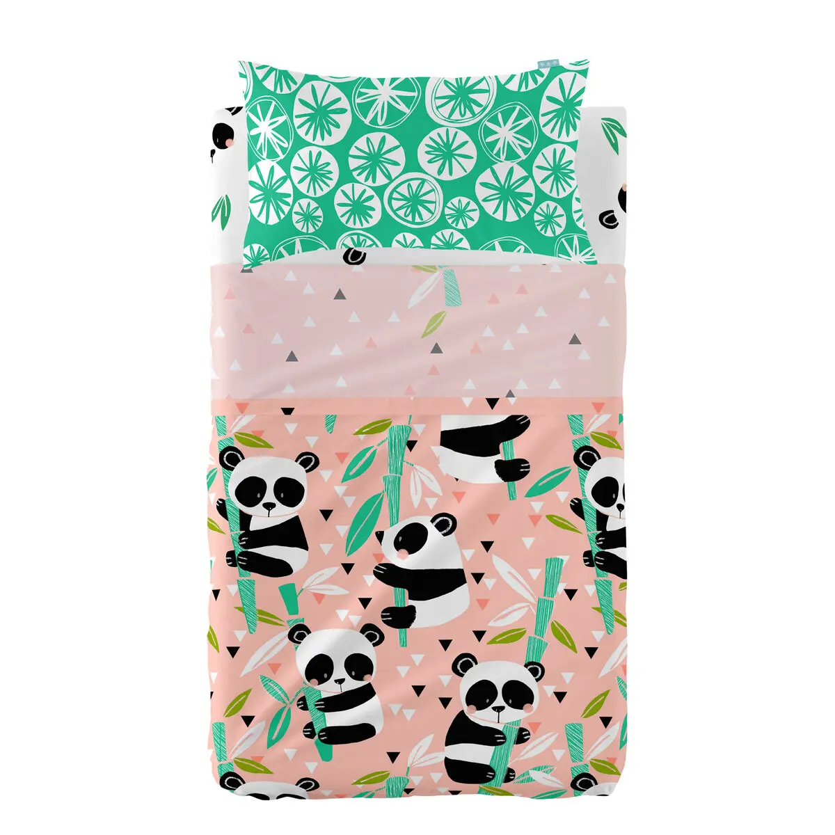 Set di Lenzuola HappyFriday Moshi Moshi Panda garden Rosa Culla Neonato 2 Pezzi