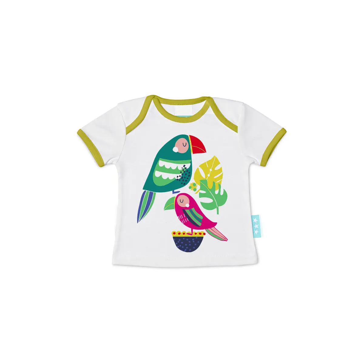 Maglia a Maniche Corte per Bambini HappyFriday Moshi Moshi Pretty Parrots Multicolore 6-9 Mesi