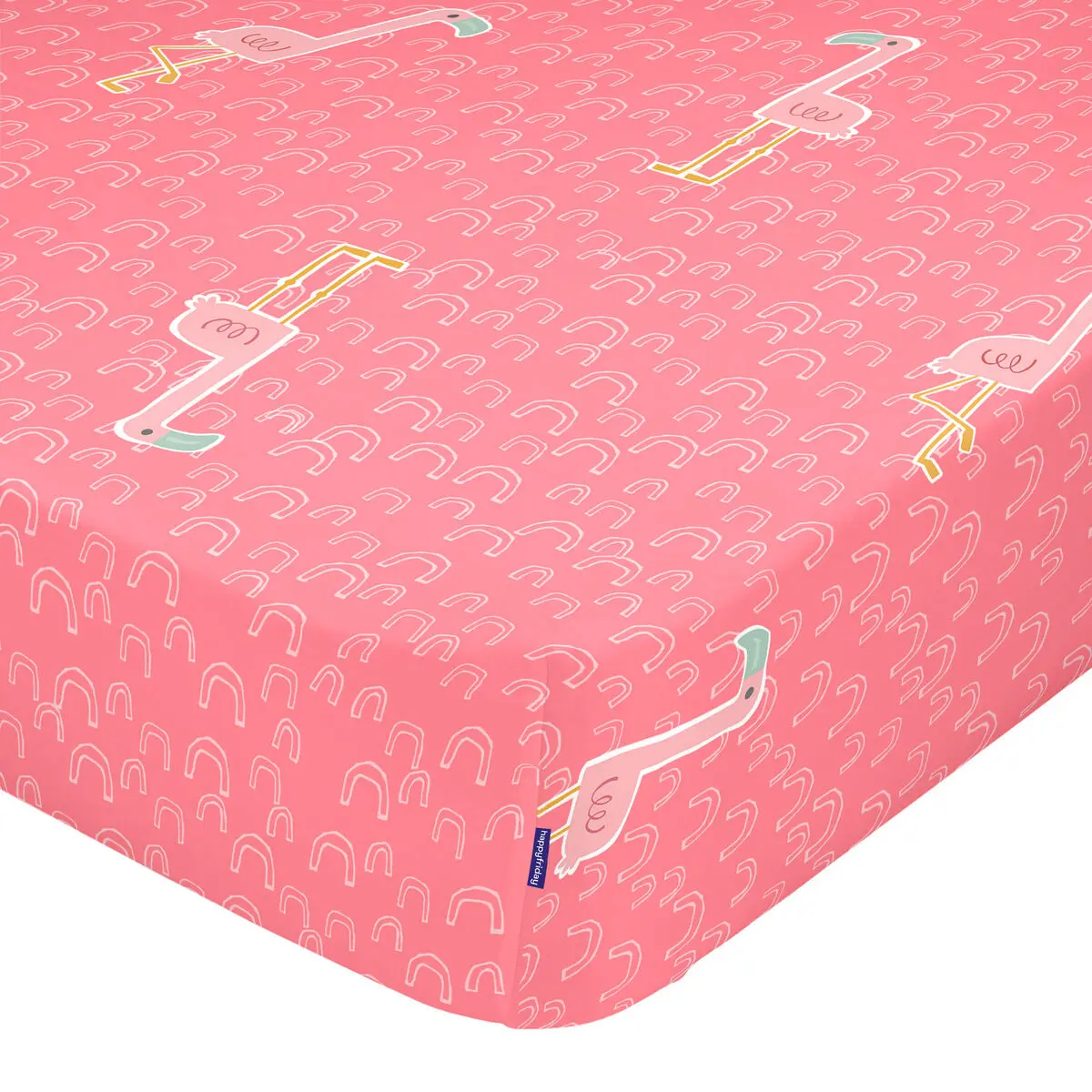 Lenzuolo con angoli HappyFriday MOSHI MOSHI Multicolore 60 x 120 x 14 cm Fenicottero rosa