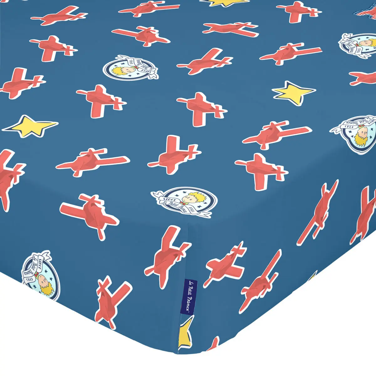 Lenzuolo con angoli HappyFriday LE PETIT PRINCE Multicolore Blu scuro 60 x 120 x 14 cm Aereo