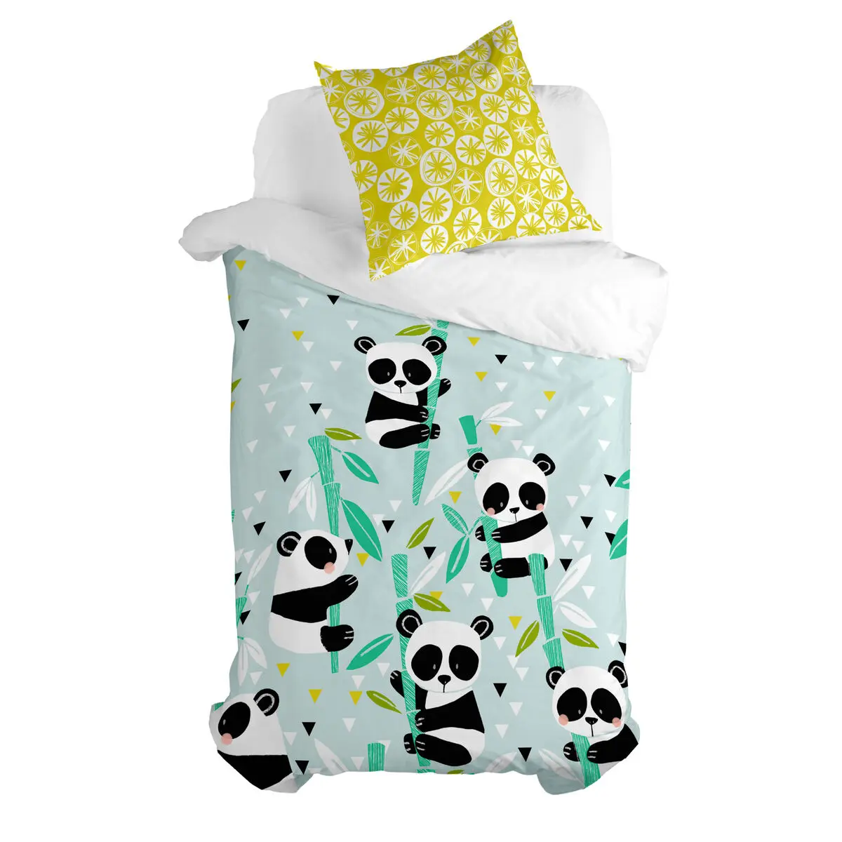 Set di copripiumino HappyFriday Moshi Moshi Panda Garden Blue Azzurro Singolo 2 Pezzi