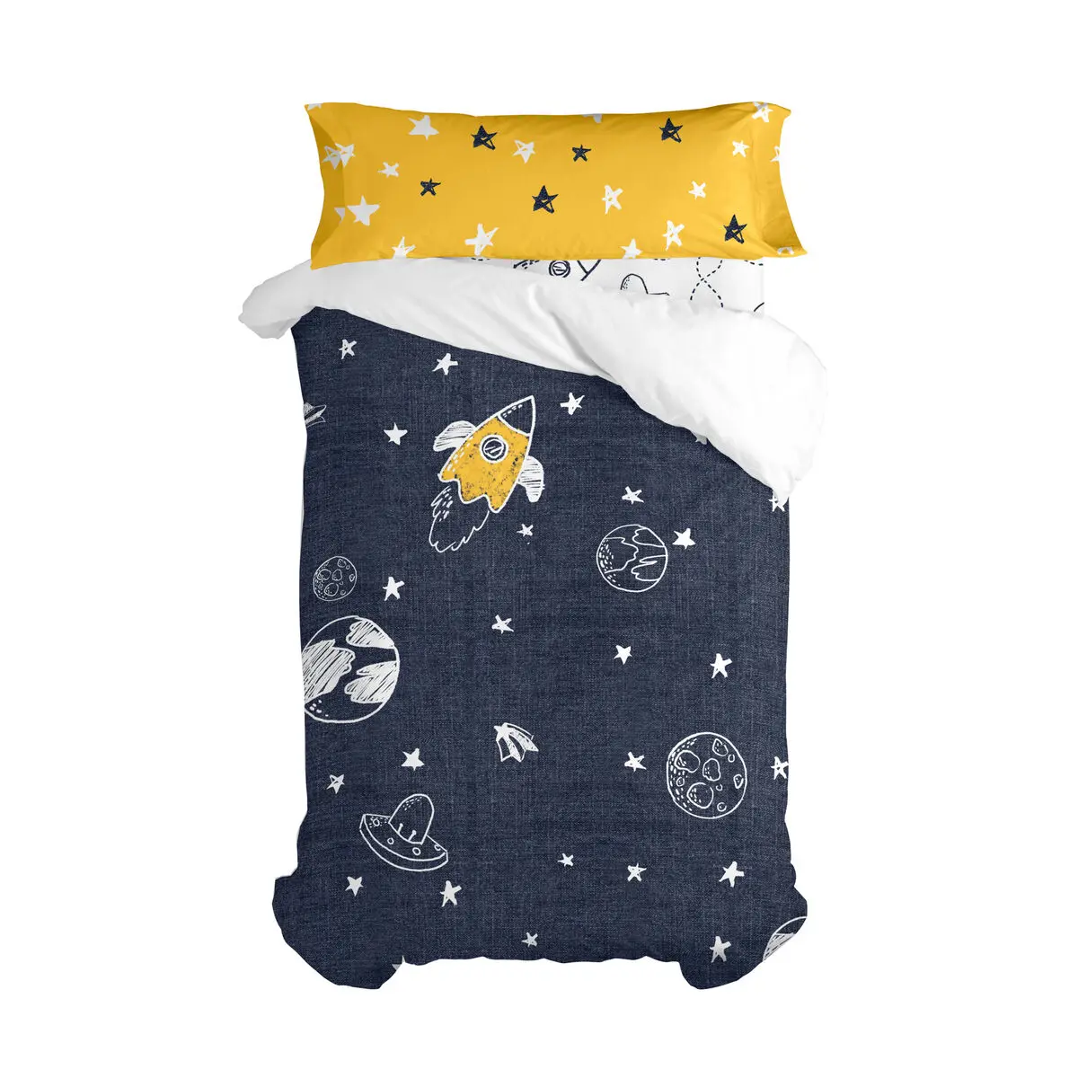 Set di copripiumino HappyFriday Mr Fox Starspace  Multicolore Singolo 2 Pezzi