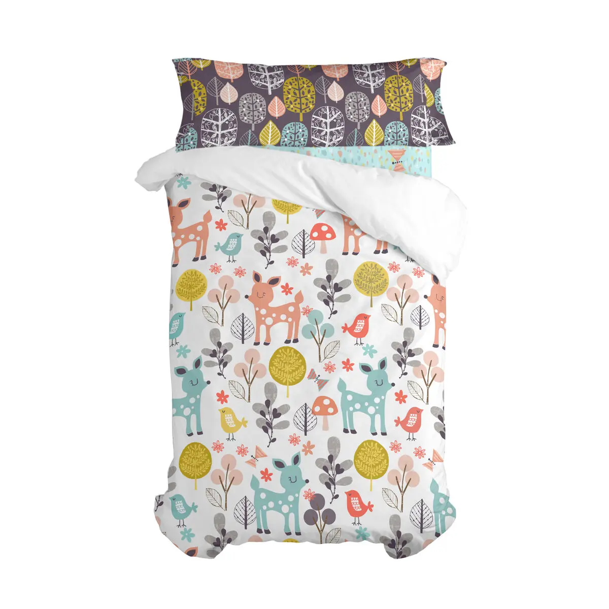 Set di copripiumino HappyFriday Moshi Moshi Woodland Multicolore Singolo 2 Pezzi