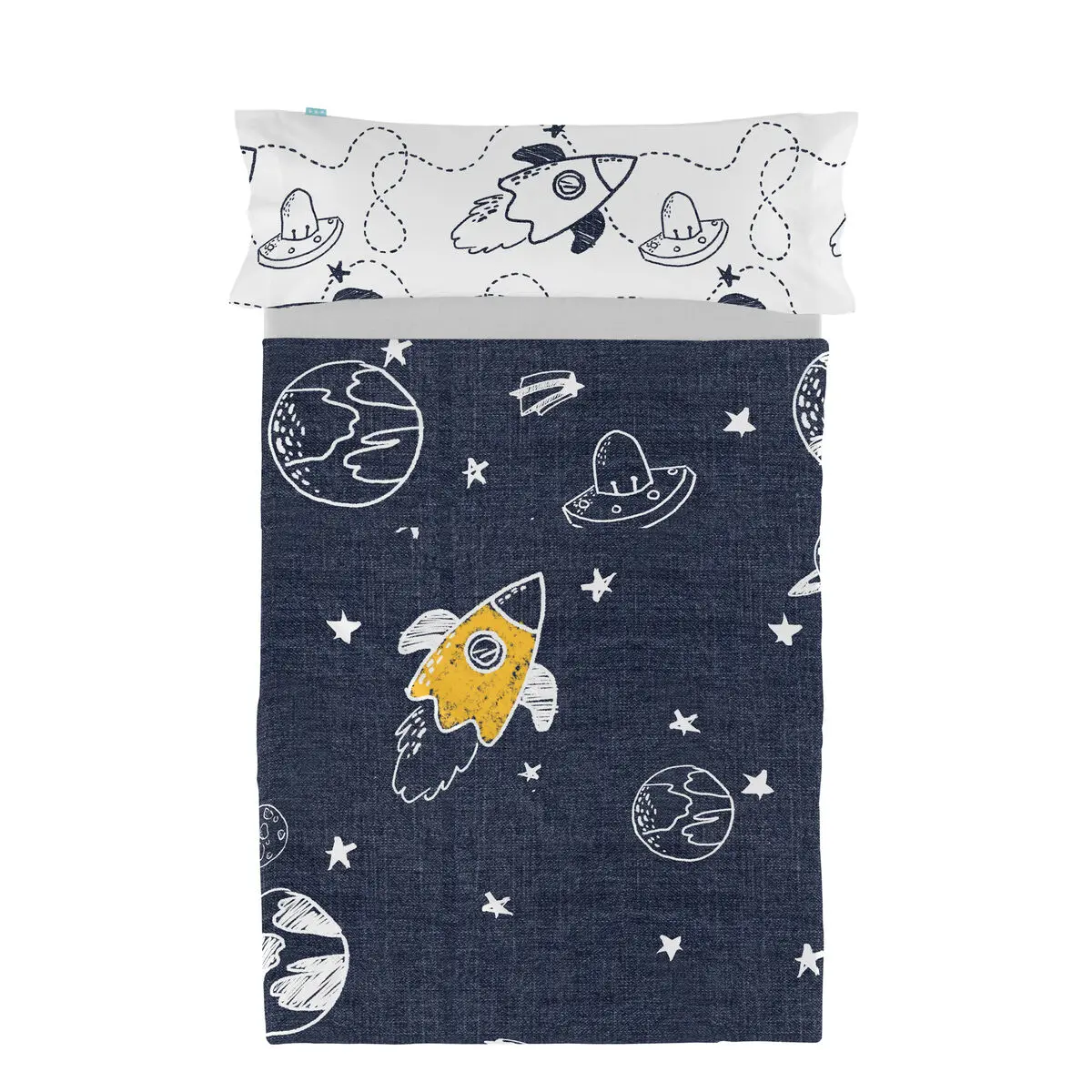 Set di Lenzuola HappyFriday Mr Fox Starspace Multicolore Singolo 2 Pezzi