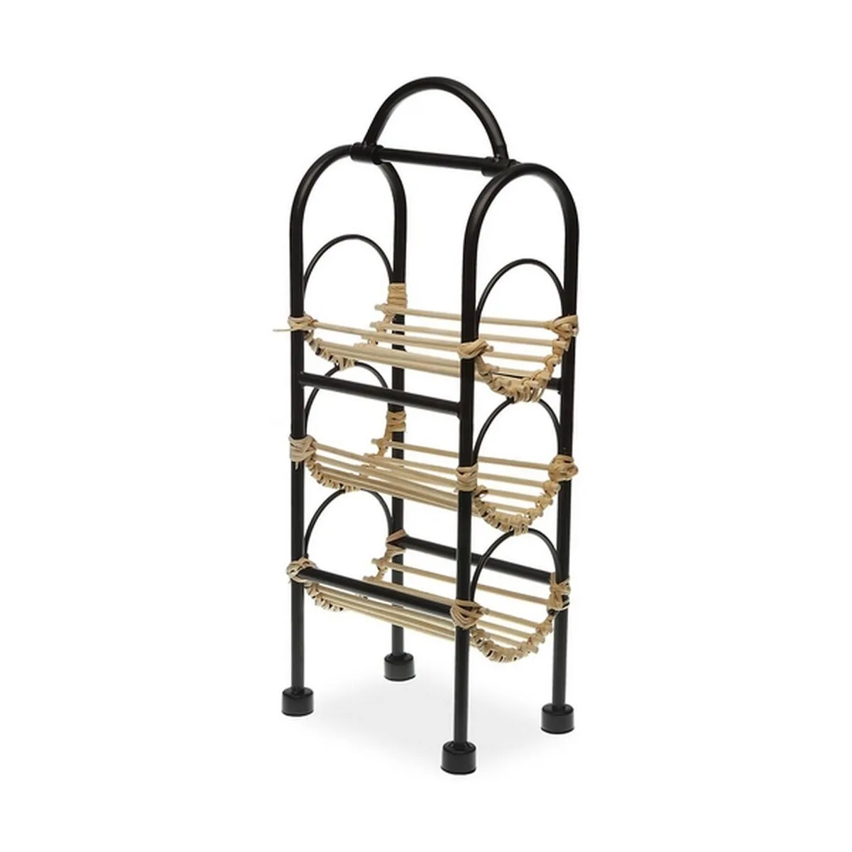 Portabottiglie Rotondo Versa Metallo Rattan Legno MDF (18 x 12 x 43,5 cm) (12 x 43,5 x 18 cm)