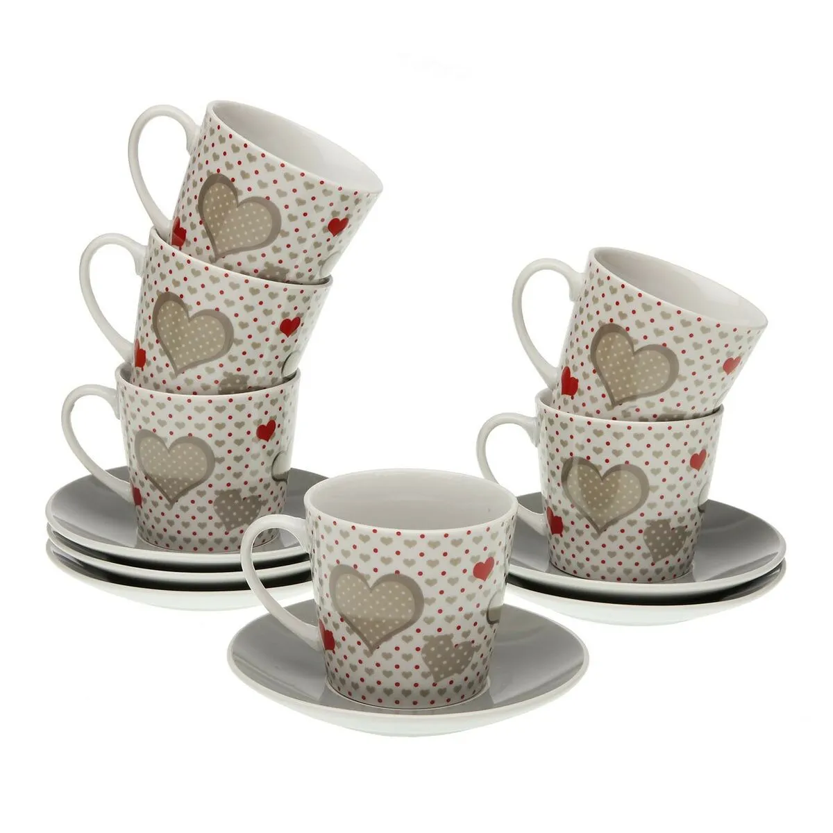 Set di Tazze e Piatti Versa Sweet Porcellana (6 Pezzi) (9 x 14 x 14 cm)