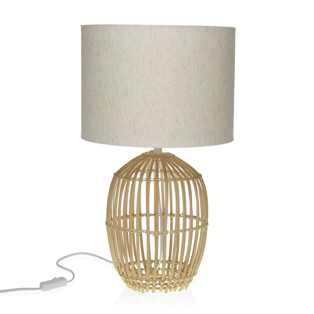 Lampada da tavolo Versa Bulu Metallo Stoffa Lino Rattan (30 x 50 x 30 cm)