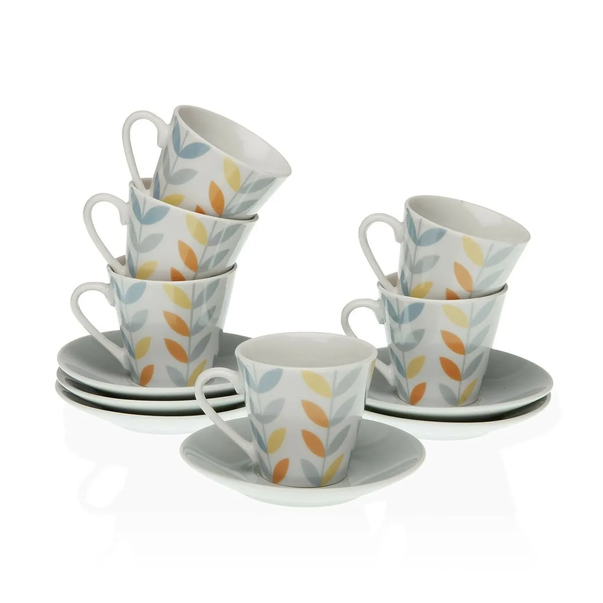 Set di Tazze e Piatti Versa Erin Caffè Porcellana (12 Pezzi)