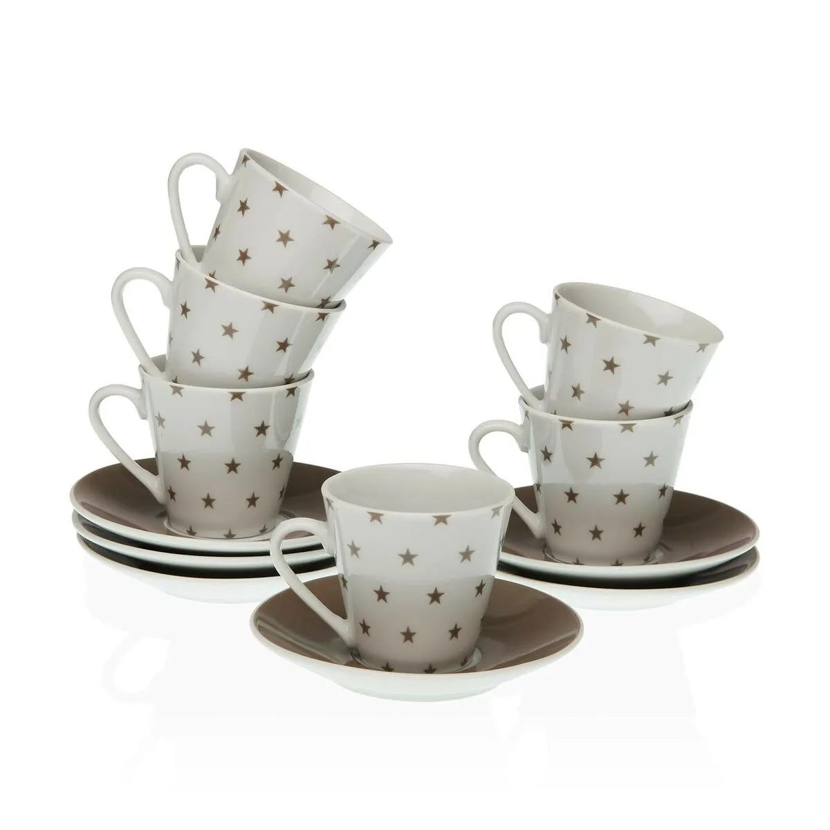 Set di Tazze e Piatti Versa Stelle Caffè Porcellana (12 Pezzi)