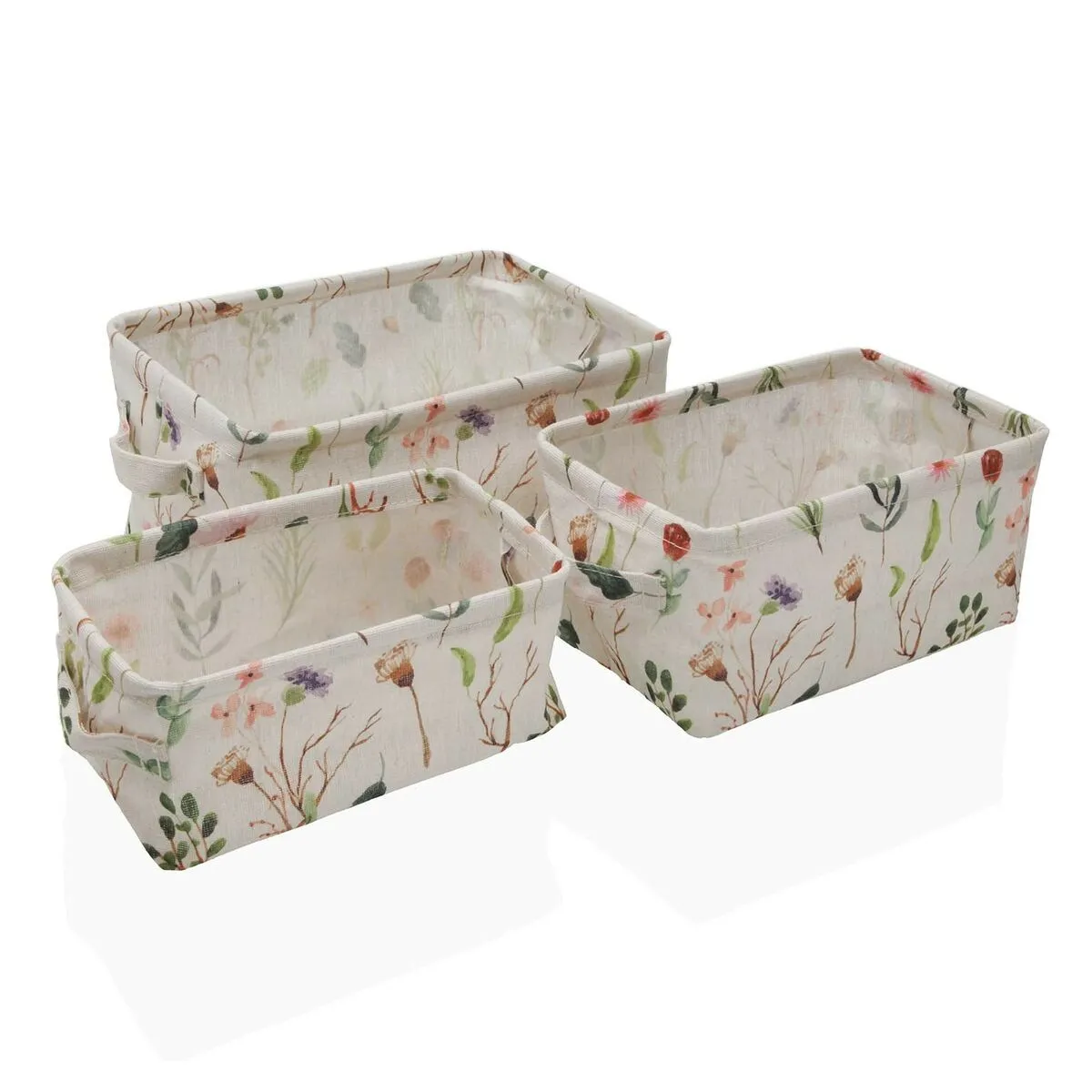 Set di Cestini Versa Sansa Rettangolare 28 x 18 x 14 cm Tessile