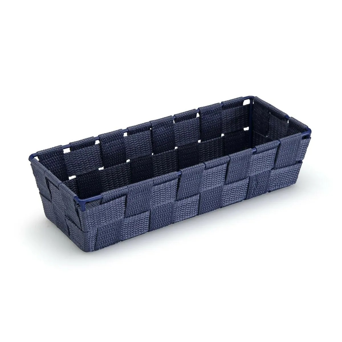 Cestino Versa Rettangolare Blu scuro Tessile 10 x 6 x 25 cm