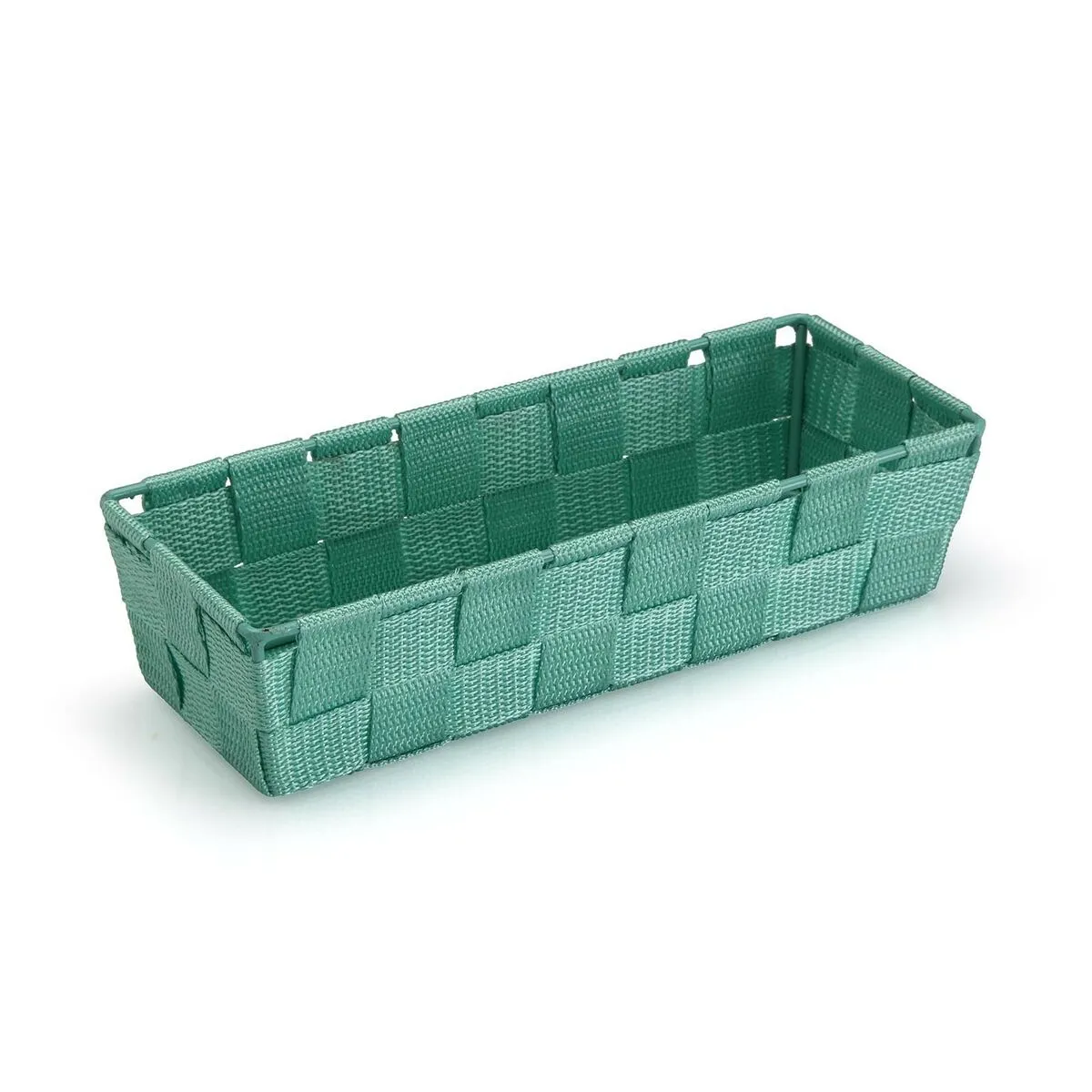 Cestino Versa Rettangolare Turchese Tessile 10 x 6 x 25 cm